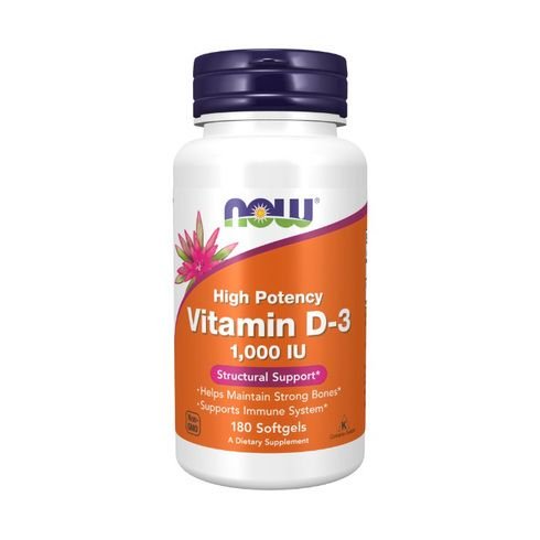 Now Foods Vitamin D3 1000IU 180 Softgels op